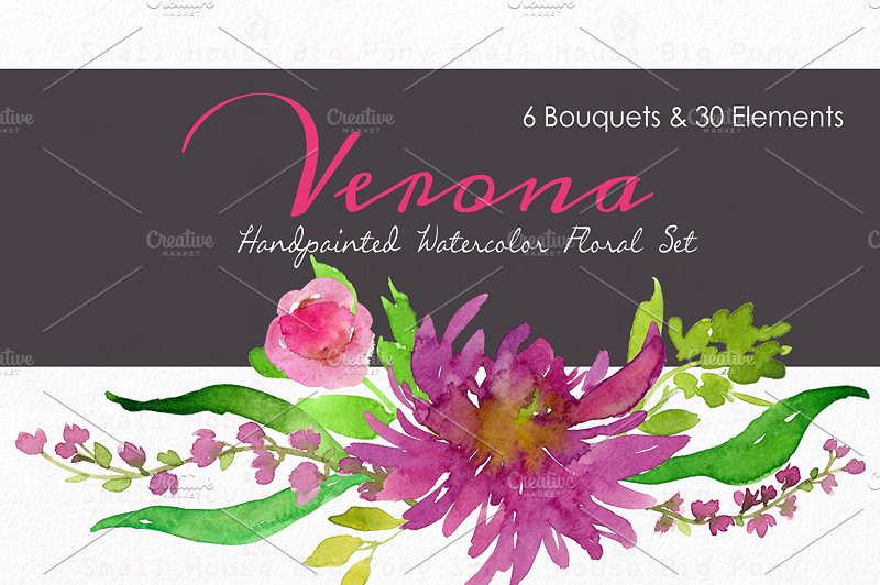 维罗纳-水彩花卉套装 Verona – Watercolor Floral Set插图(5)