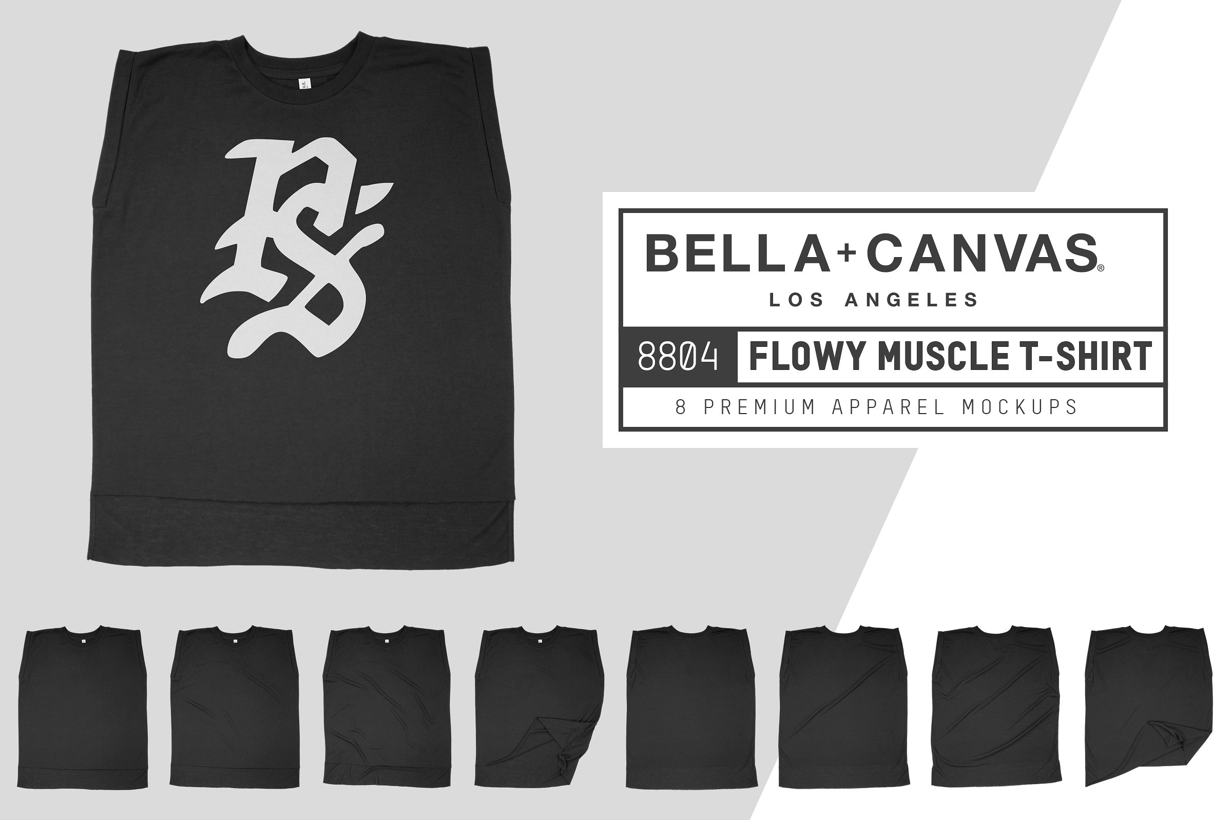 肌肉男T恤服装样机 Bella Canvas 8804 Flowy Muscle Tee插图