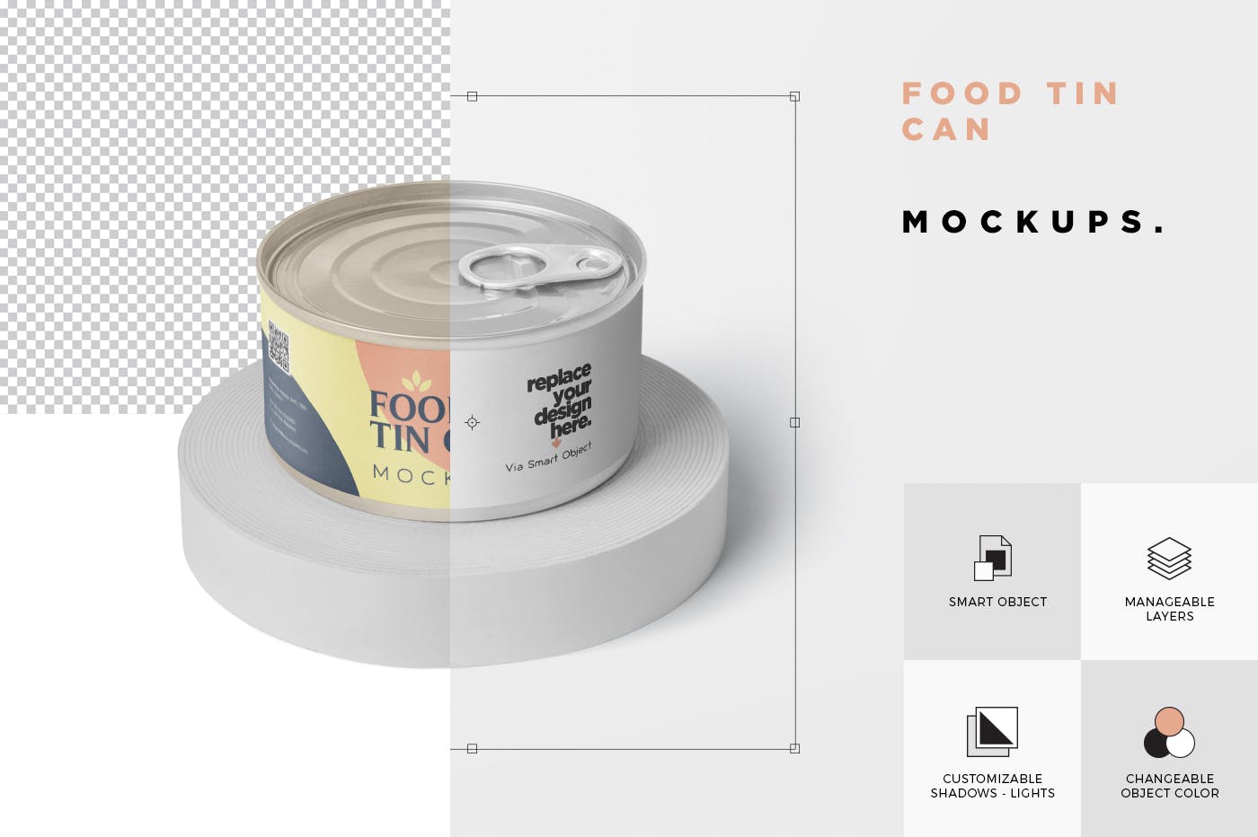 迷你型食品罐头外观设计图样机模板 Food Tin Can Mockup Small Size – Round插图(5)