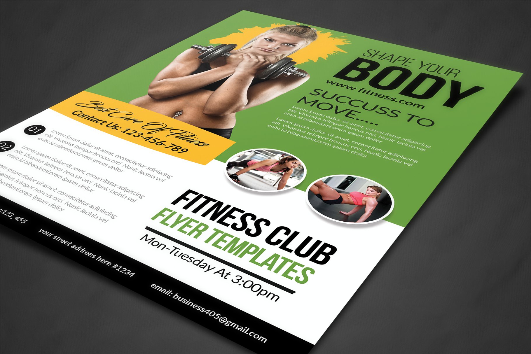 健身俱乐部促销活动广告海报模板 Fitness Flyer插图(1)