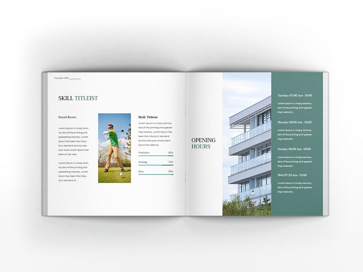 高尔夫俱乐部/体育运动场馆介绍画册设计模板 Golf Square Brochure Template插图(7)