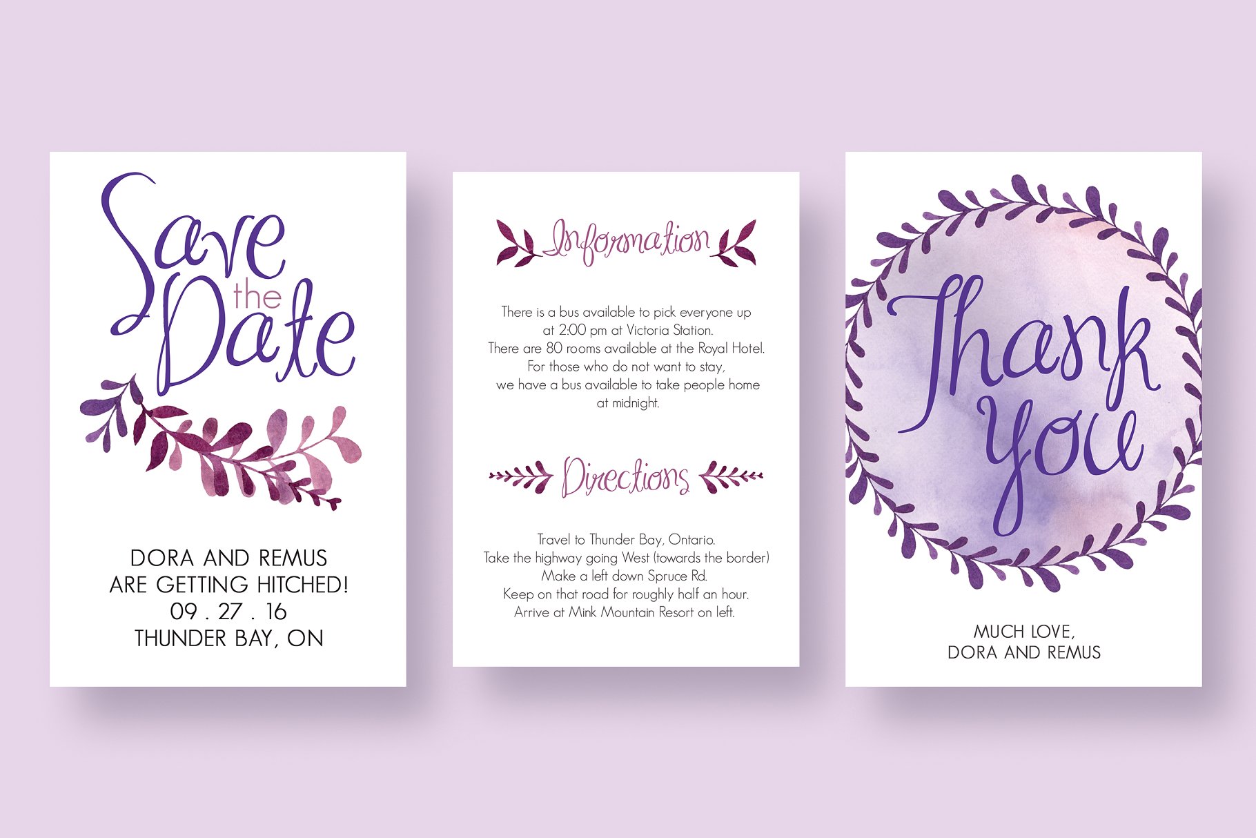 紫色婚礼邀请函设计套件 The Purple Wedding Invitation Suite插图(4)
