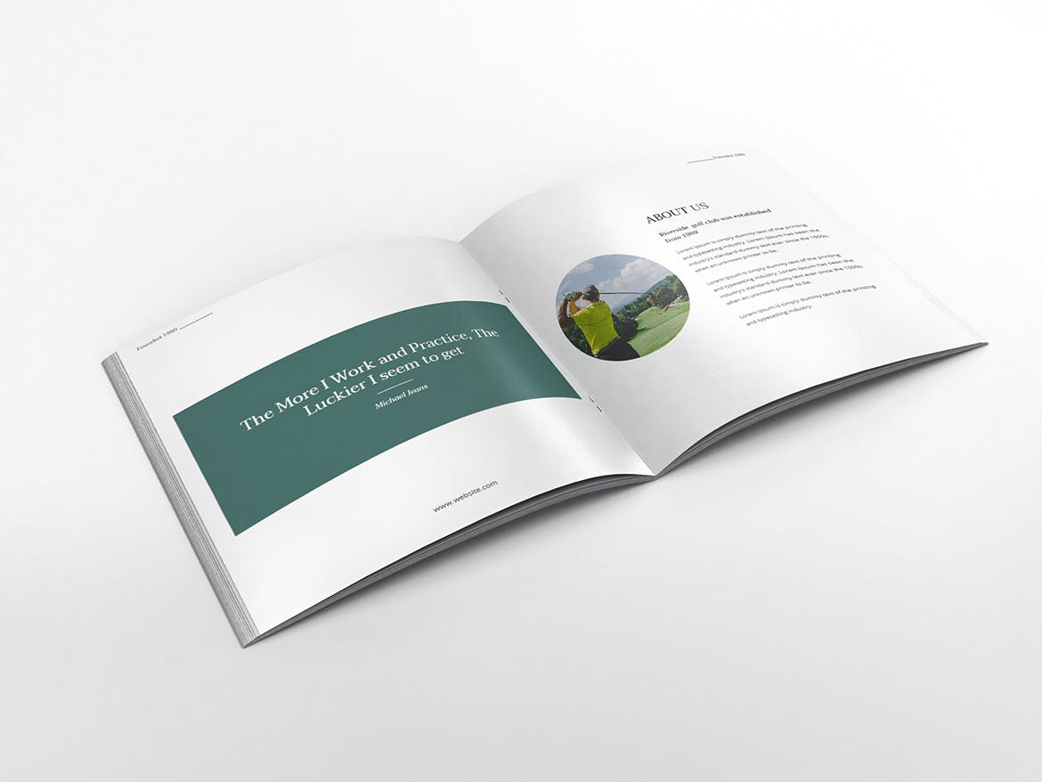 高尔夫俱乐部/体育运动场馆介绍画册设计模板 Golf Square Brochure Template插图(2)