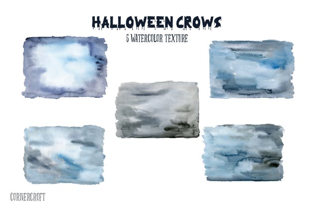 万圣节主题乌鸦&巫婆水彩插画合集 Halloween Crows and Witch Watercolor插图(2)