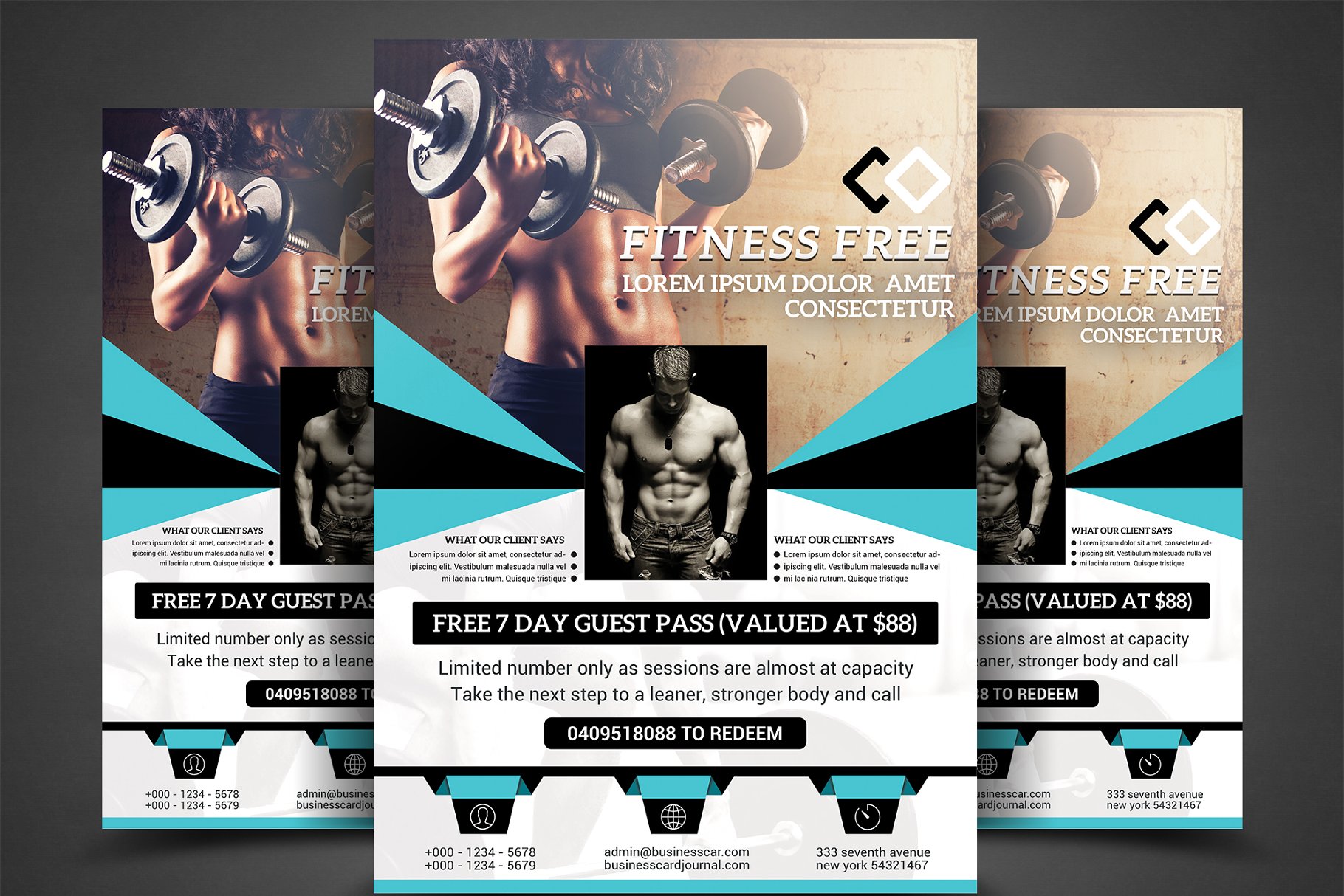 健身房俱乐部宣传海报设计模板 Body Fitness Gym Flyer Bundle插图(1)