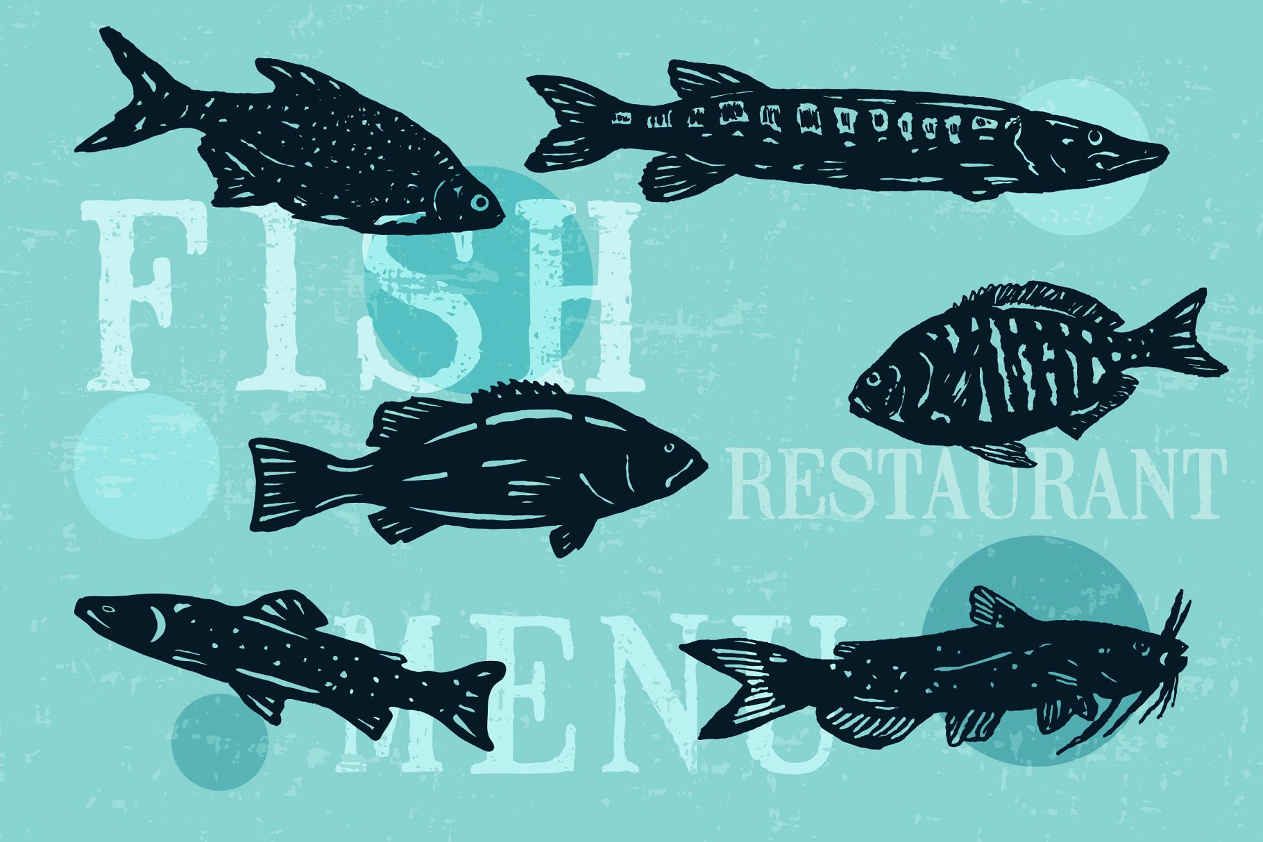 复古单色海洋&河流鱼类印刷插图 Hand-drawn fish vectors插图(3)