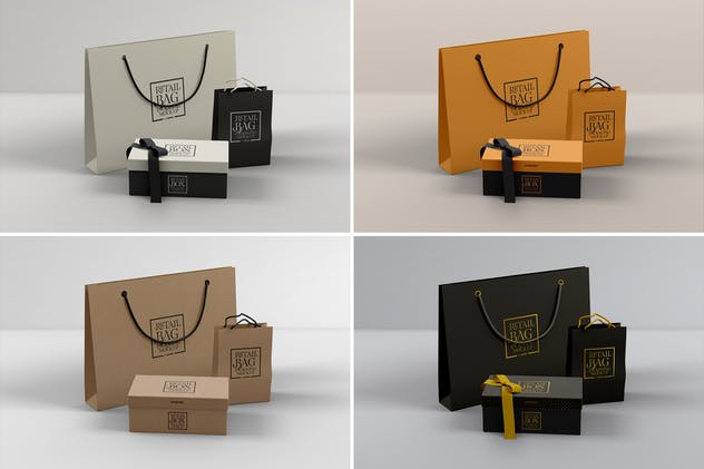 豪华金身丝带礼品盒包装样机Vol.2 Retail Boxes Vol.2: Bag & Box Packaging Mockups插图(5)