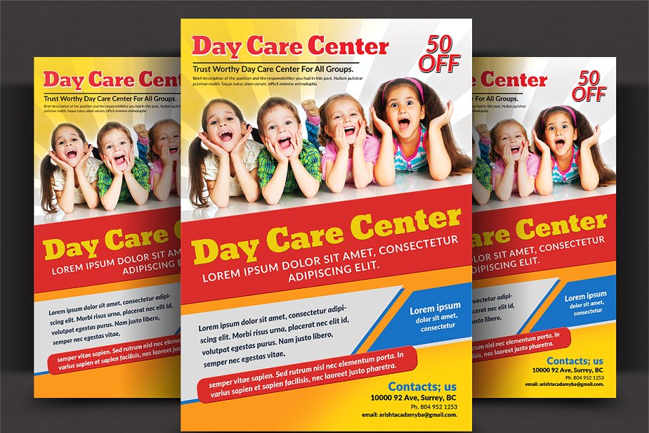 日托幼儿园宣传传单模板合集 Daycare Flyer Bundle插图(1)