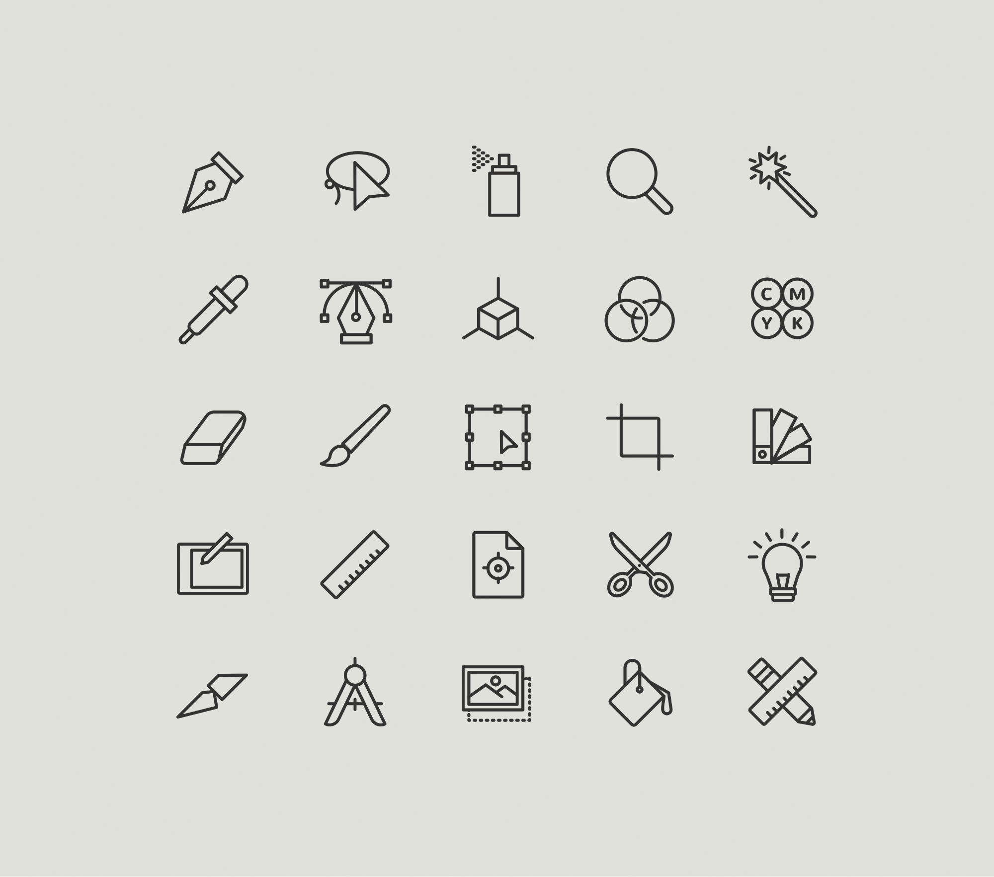 25枚简单图形设计矢量图标 25 Simple Graphic Design Icons插图(1)