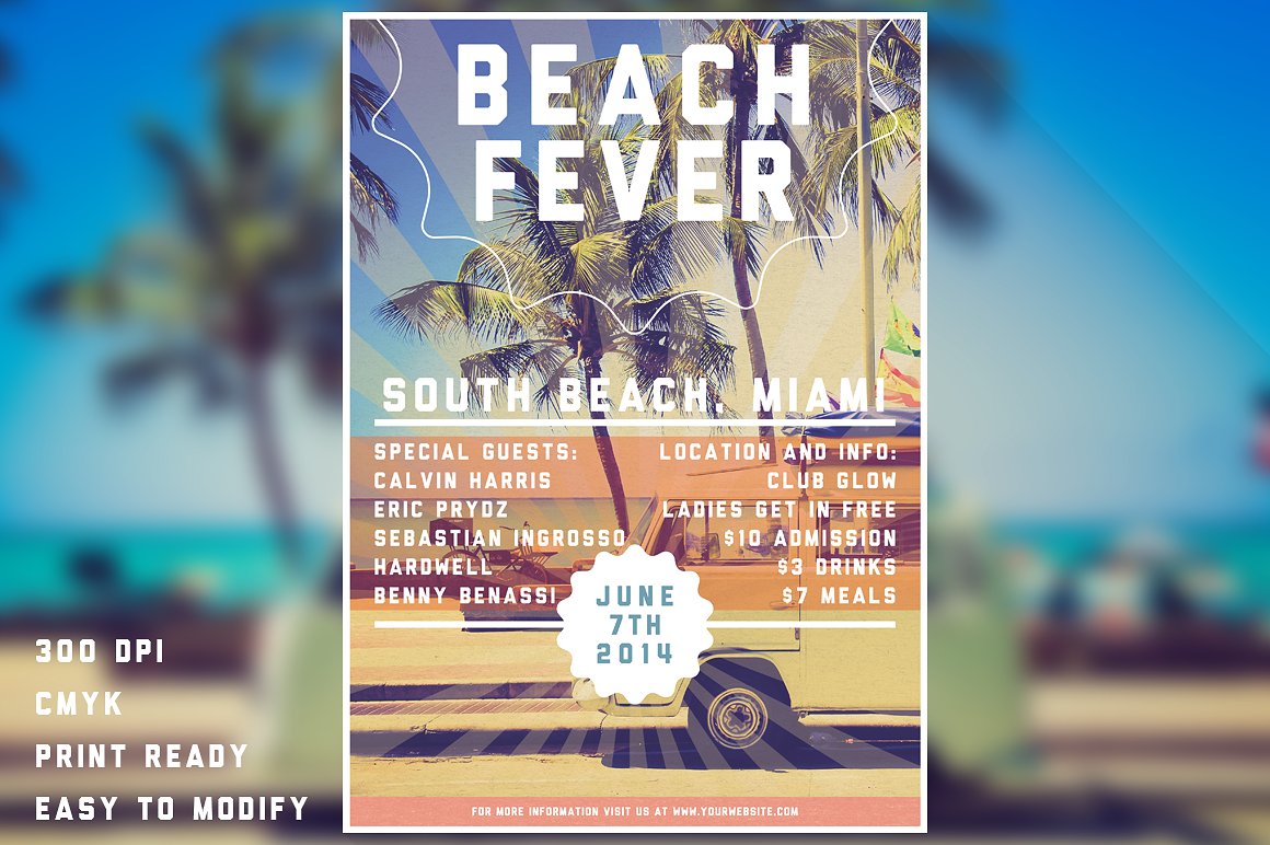 激情热带海滩活动传单模板 Beach Fever Flyer插图