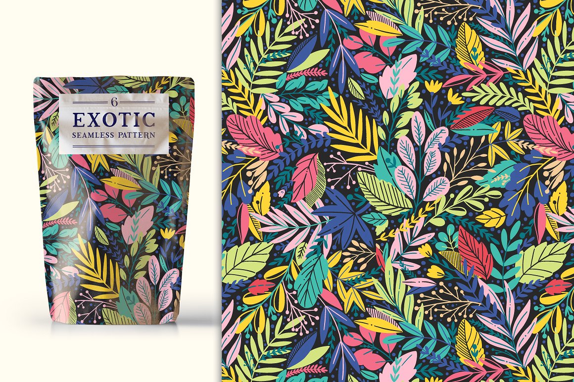6个色彩鲜艳的异想天开叶子图案 6 Exotic patterns插图(2)