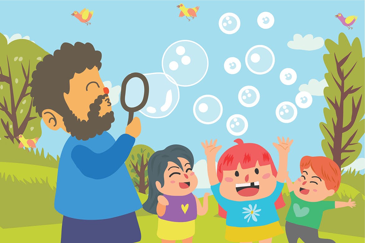 亲子活动主题矢量图设计素材 Play Bubble – Vector Illustration插图