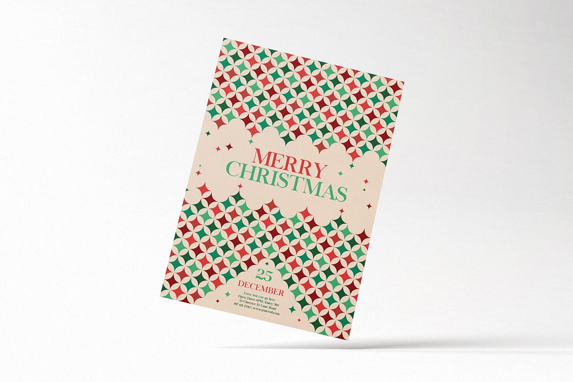 复古图案纹理圣诞节海报传单设计模板 Vintage Pattern Christmas Flyer插图(1)