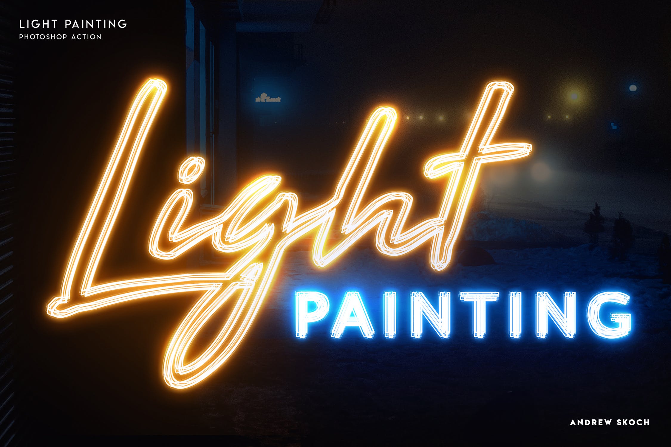 霓虹灯发光字体特效PS动作 Light Painting – Photoshop Action插图(2)