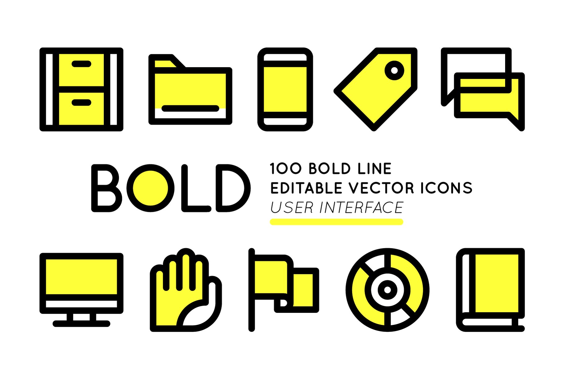 粗线条用户界面图标元素 BOLD icons User Interface essentials插图