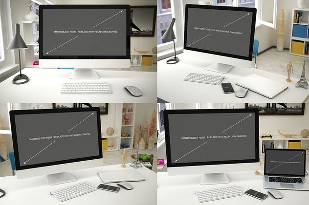 Apple智能产品设备样机套装 Computer Mockup – 14 Poses插图(2)
