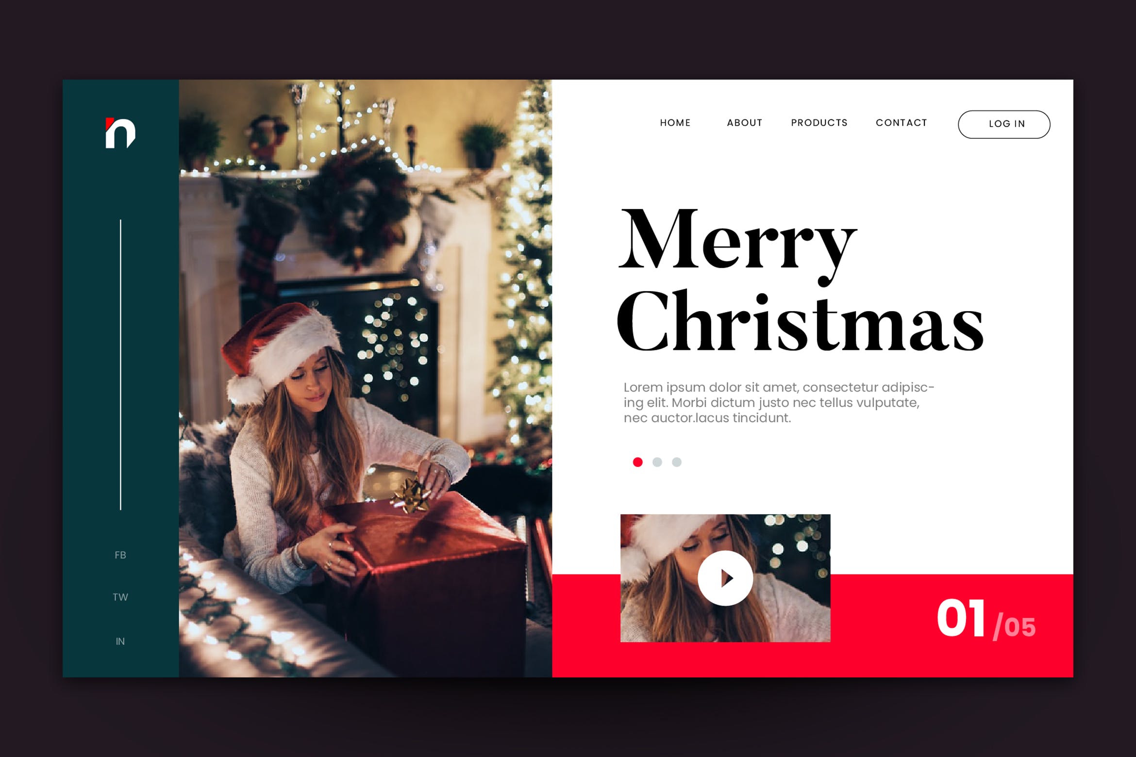 圣诞节主题背景网站着陆页设计AI&PSD模板v4 Merry Christmas Web Landing Page AI and PSD Vol.4插图