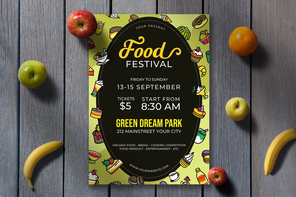 美食节活动宣传海报设计模板 Food Festival插图