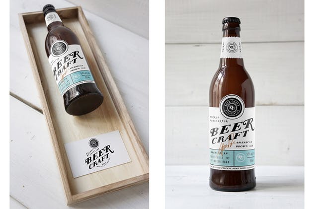 棕色啤酒玻璃瓶样机模板 Beer Bottle Mockup插图(4)