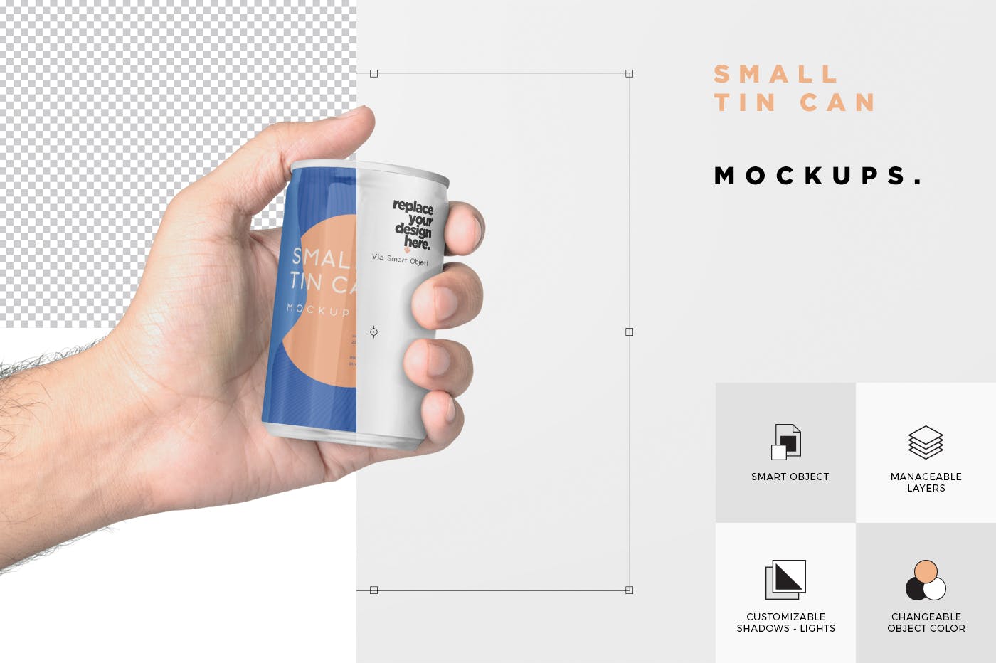 小型饮料易拉罐外观设计预览样机 5 Small Tin Can Mockups插图(6)