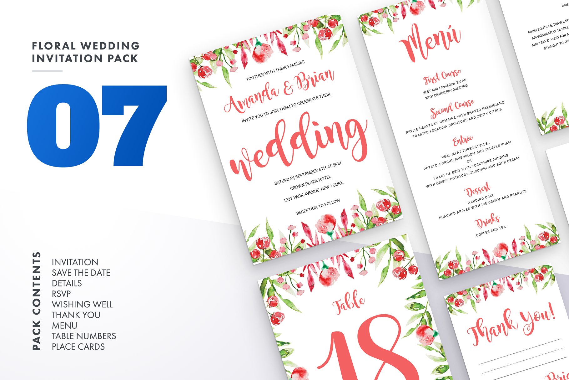 花卉装饰婚礼婚庆设计物料模板大集结[1.42GB] Floral Wedding Invitation Bundle插图(13)
