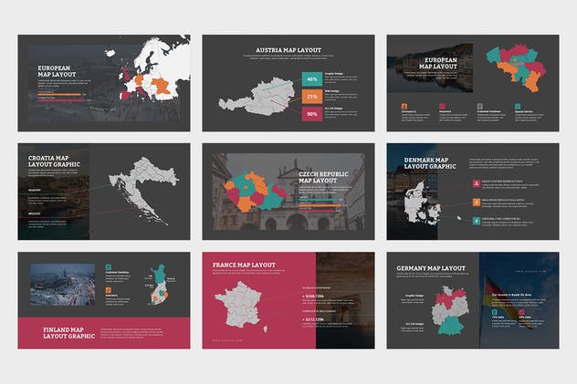 欧洲地区矢量地图PPT幻灯片模板素材 Eurove : Europe Region Vector Map Powerpoint插图(4)