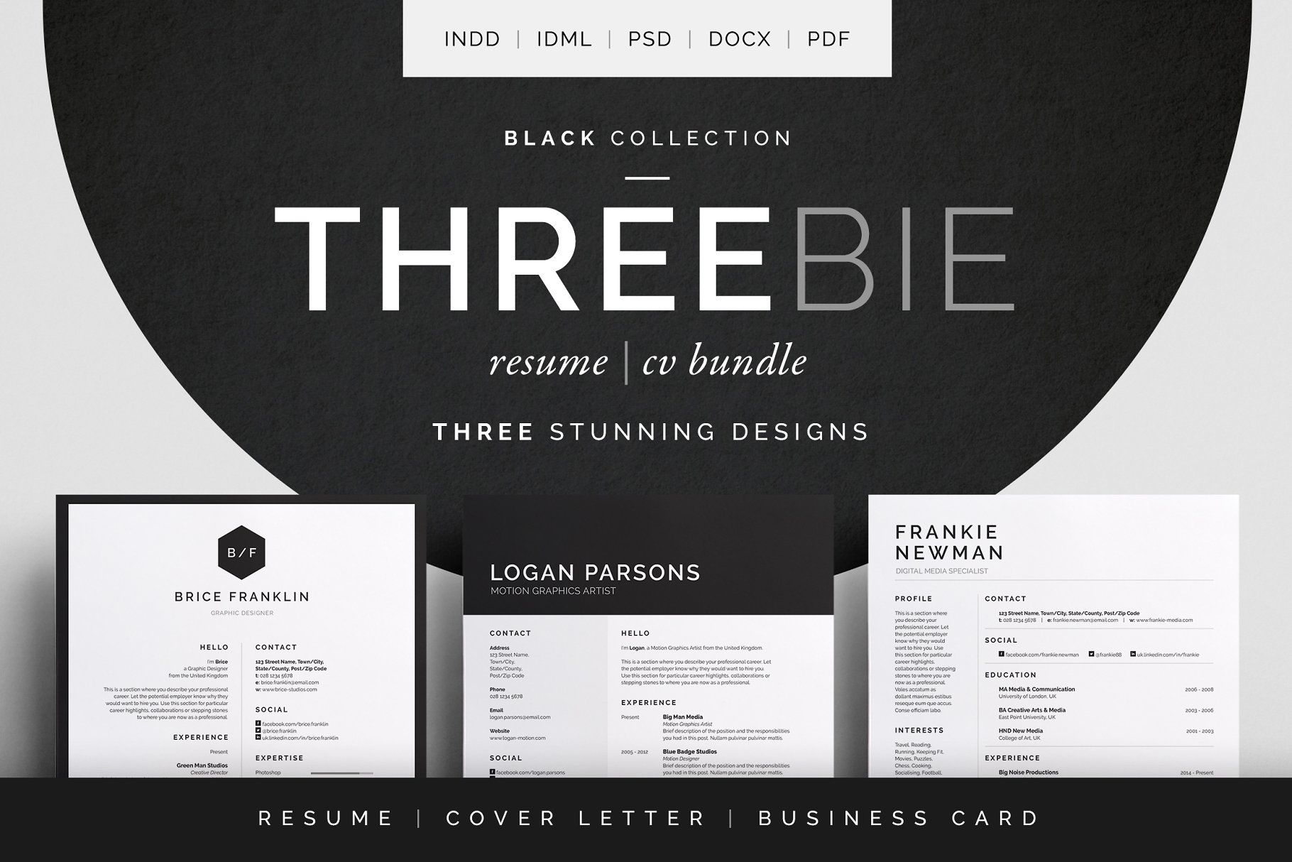 三合一个人简历模板下载 Threebie Resume/CV Bundle 3插图