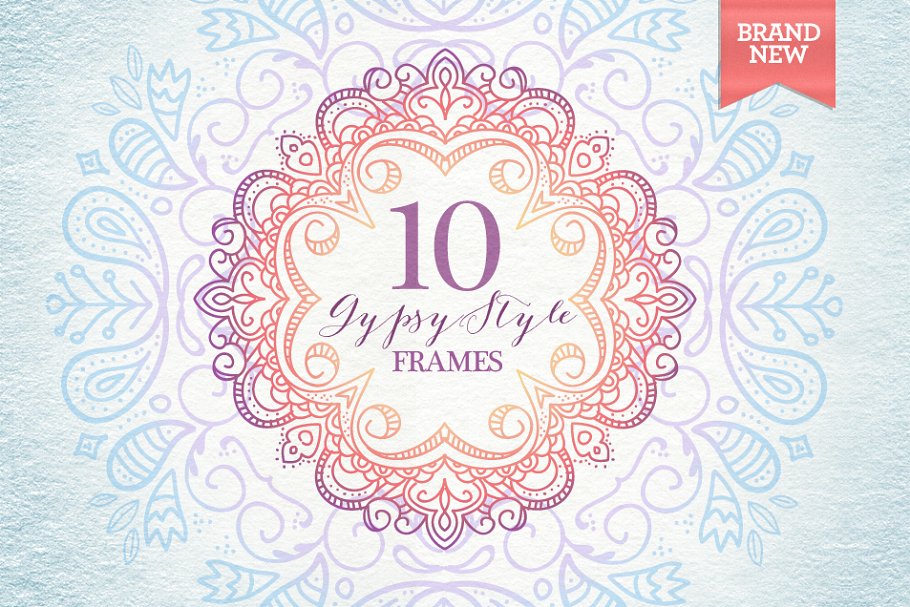 10个亚洲吉普赛风格的几何装饰框架 10 Gypsy-Style Frames & 5Bonus Logos插图(4)