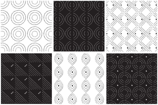 规则对称虚线矢量图案素材 Dotted Vector Patterns & Tiles插图(5)