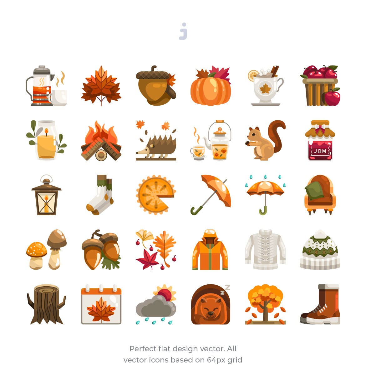 30枚秋天主题元素扁平化设计图标 30 Autumn Season Icons – Flat插图(1)