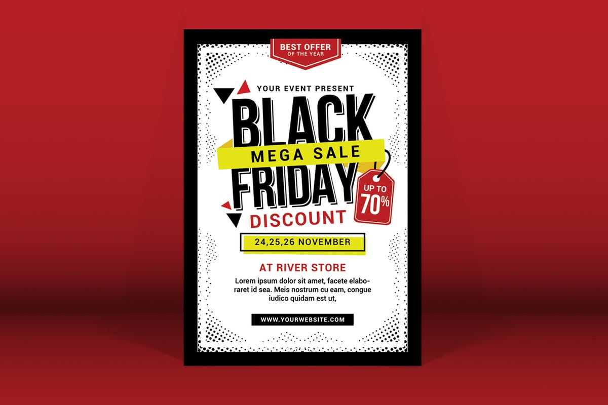 黑色星期五购物促销传单模板 Black Friday Sale Flyer插图