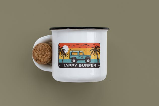 旅行冲浪俱乐部徽标/复古旅行品牌Logo设计模板 Happy Surfer Badge / Vintage Travel Logo插图(4)