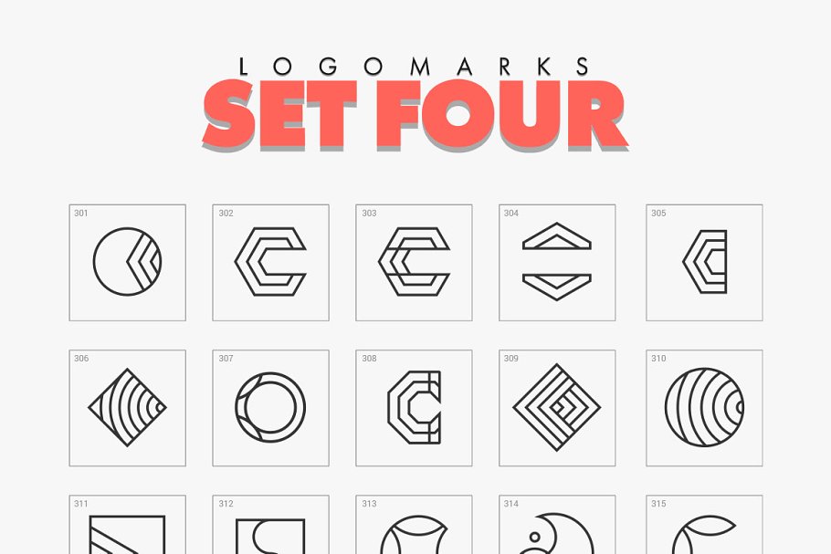700个精简几何图案Logo模板  Minimal Geometric Logo Marks Bundle插图(6)