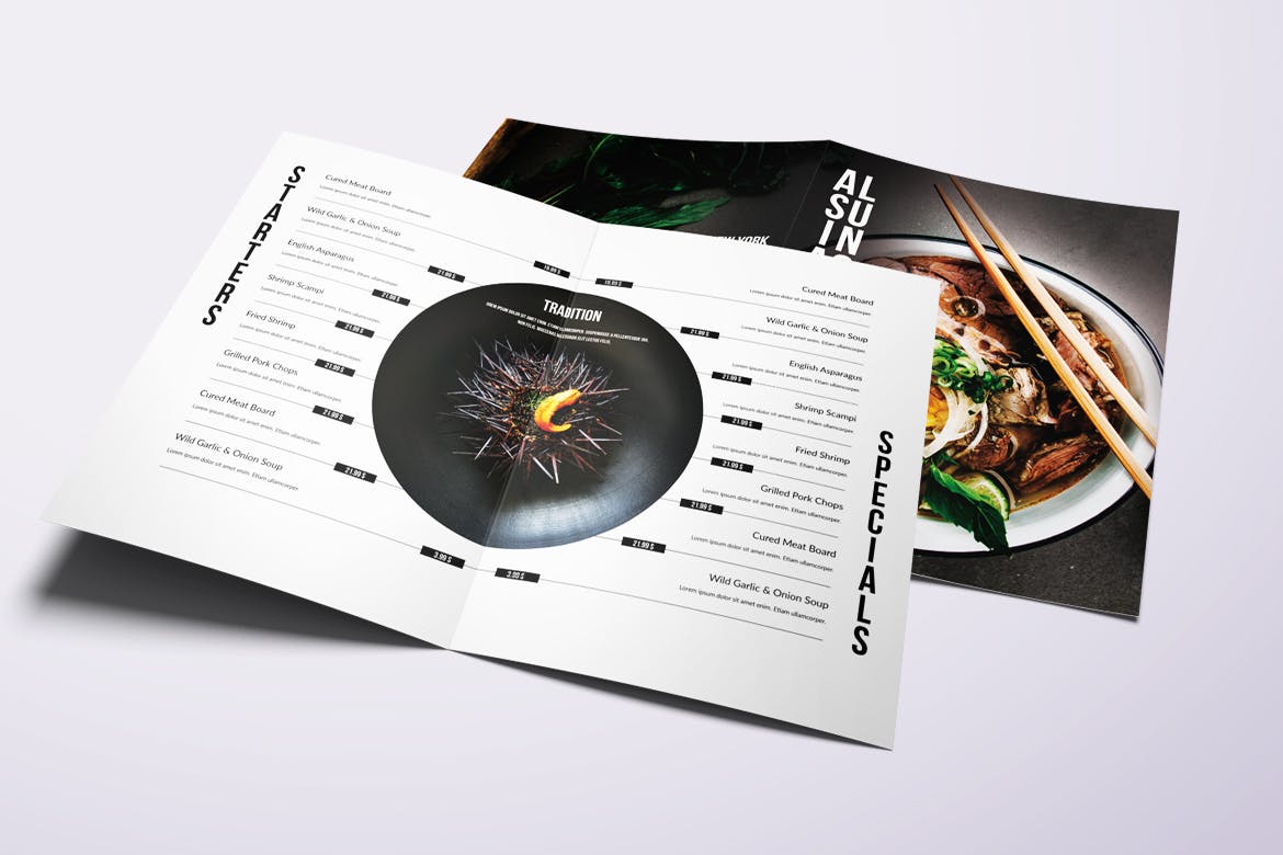 亚洲美食餐馆菜单设计模板合集 Asian Cuisine Elegant Food Menu Bundle插图(1)