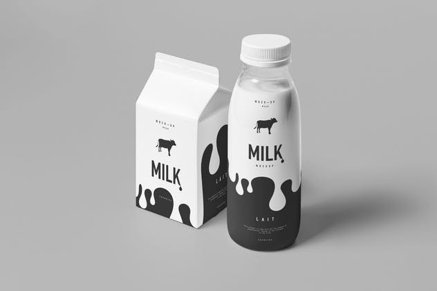 牛奶饮料奶制品包装样机模板 Milk Mock-up插图(4)