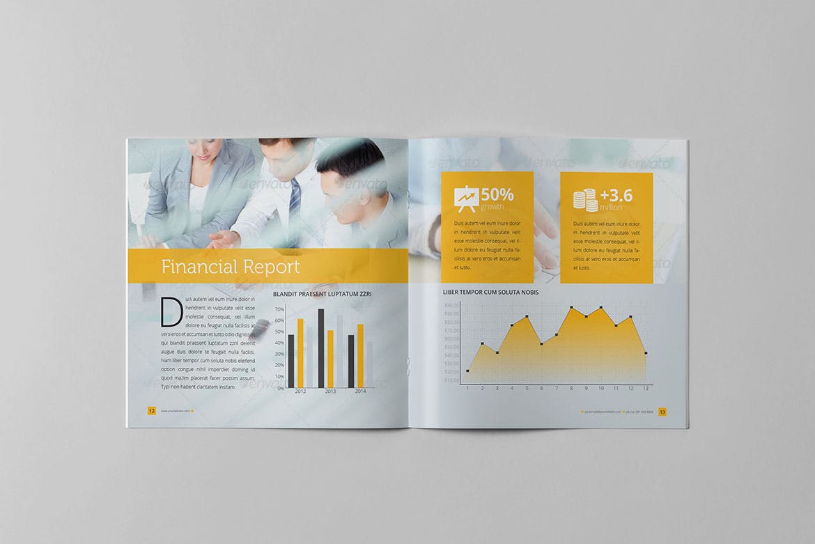 简约设计风格企业宣传画册设计模板素材 Clean Business Square Brochure插图(7)