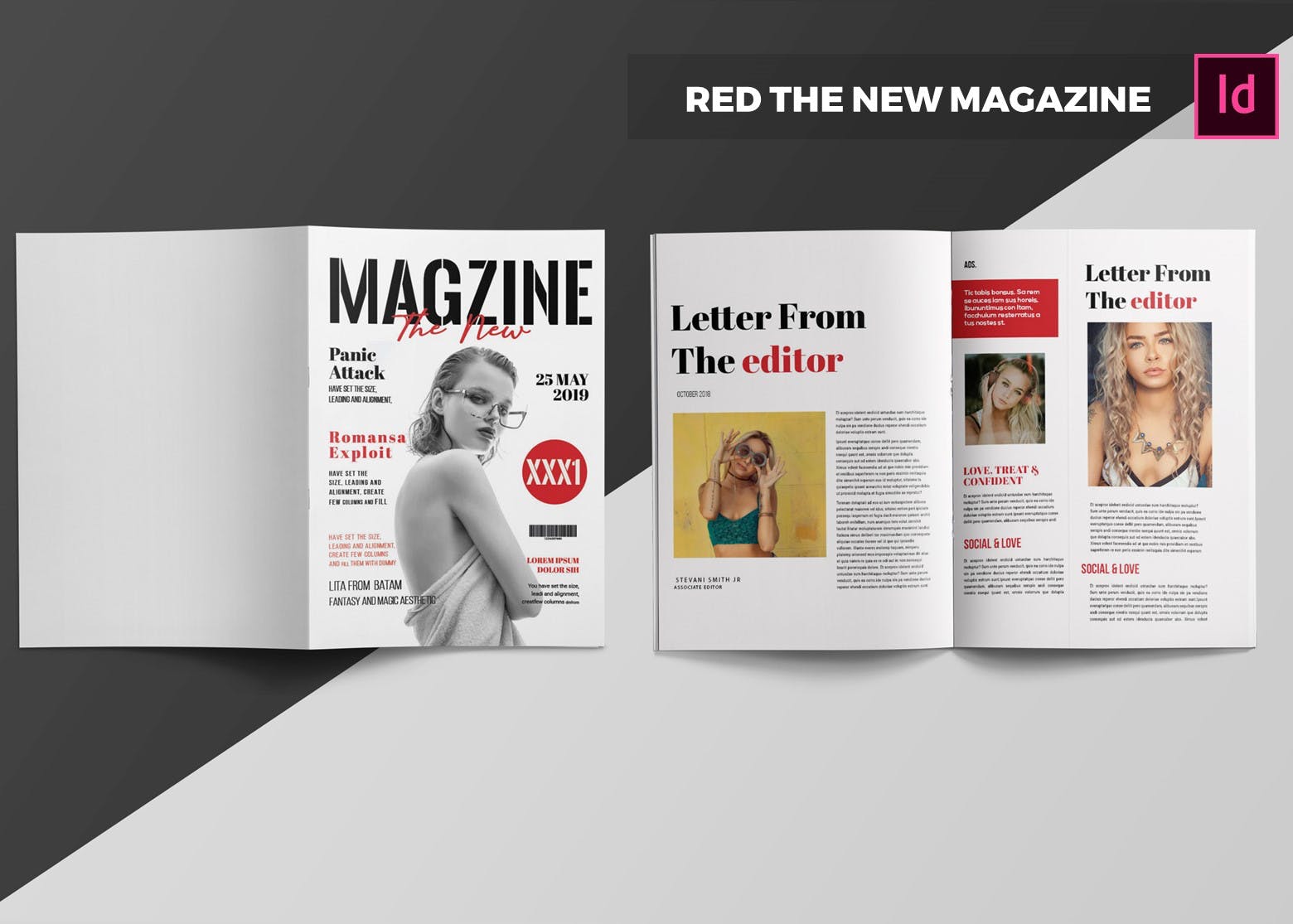 时尚/商业/人物/金融杂志设计模板 Red The New | Magazine Template插图(1)