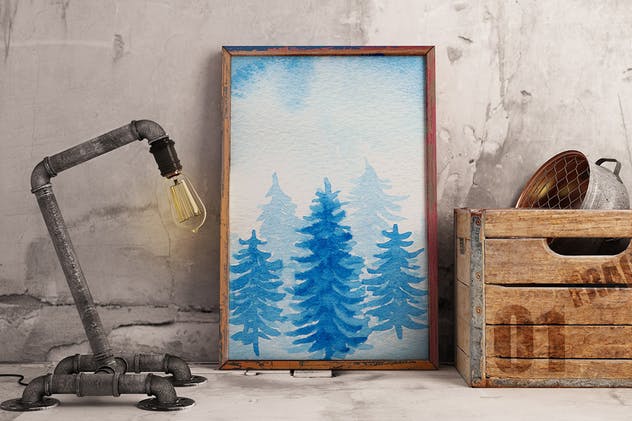 冬季水彩元素设计套装 Winter Watercolor Design Kit插图(4)