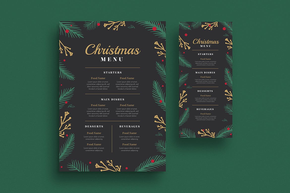 西餐厅圣诞节主题菜单设计模板 Special Christmas Menus插图(1)