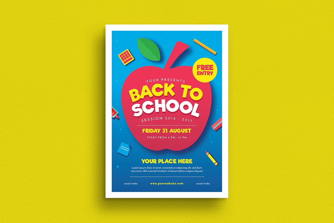 开学季活动海报设计模板 Back to School Event Flyer插图(1)