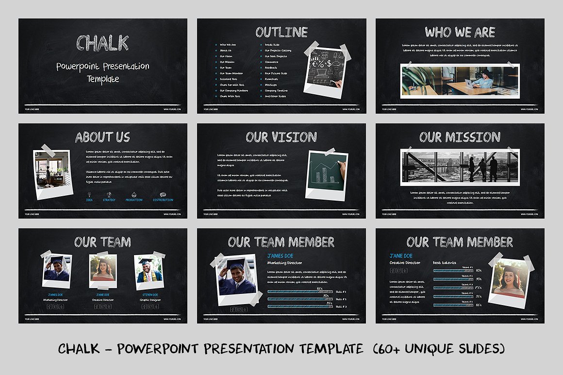 60+独特的粉笔效果PowerPoint演示模板下载Chalk – Powerpoint Template[ppt,pptx]插图(1)