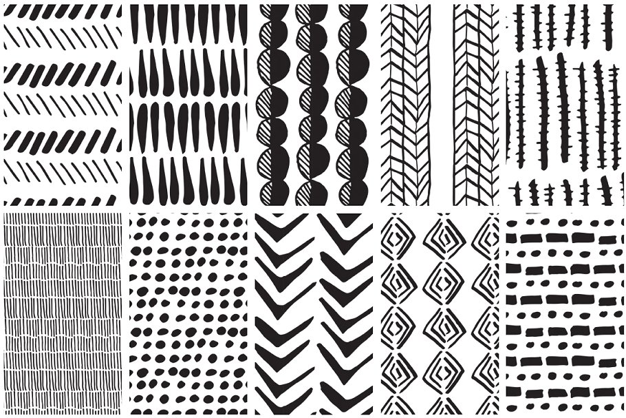返璞归真传统部落文化图案背景纹理 Ethnic Handdrawn Patterns插图(3)