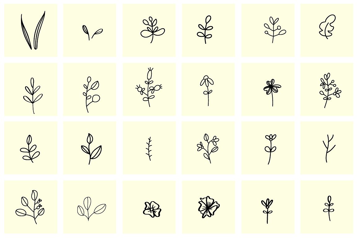 100+精致美丽的手绘花卉元素插图(5)