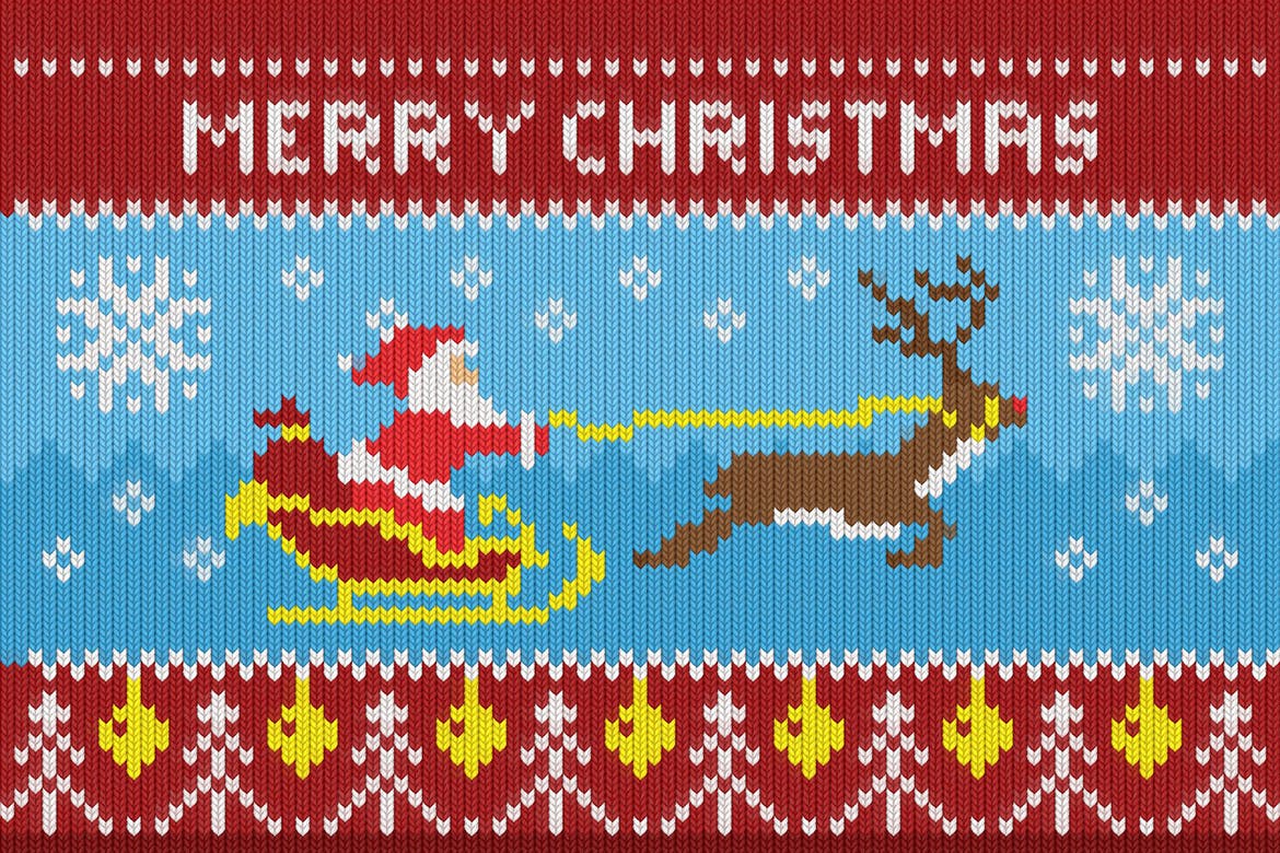 圣诞风格逼真毛衣针织纹理PS动作 Ugly Christmas Sweater Action插图(5)