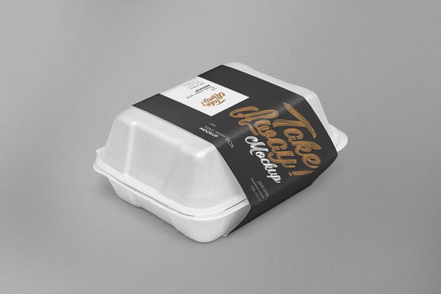 一次性食品快餐盒泡沫包装样机 6 Disposable Food Packaging Mockups插图(6)