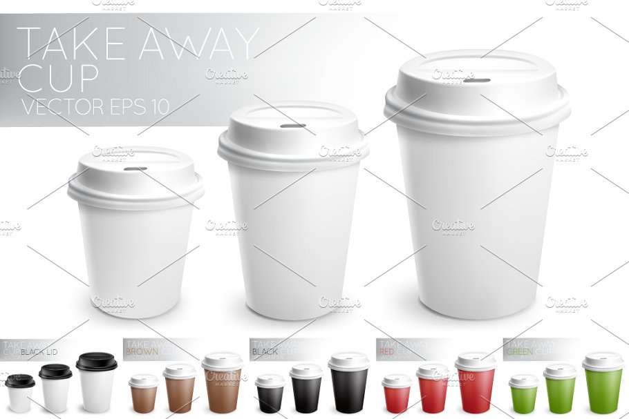 3D白色热饮纸杯样机模板 Takeaway cup插图