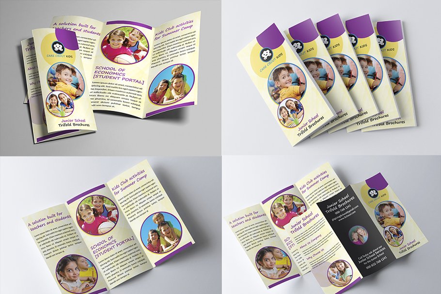 学校教育机构三折页宣传册模板 School Trifold Brochure Bundle插图(4)