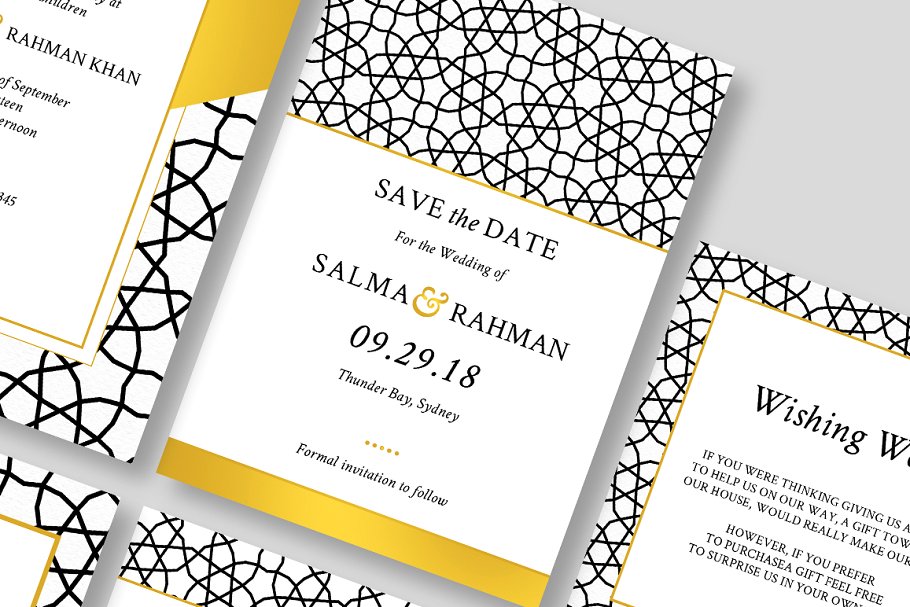 伊斯兰民族风格婚礼请柬模板 Islamic wedding invitation插图(1)