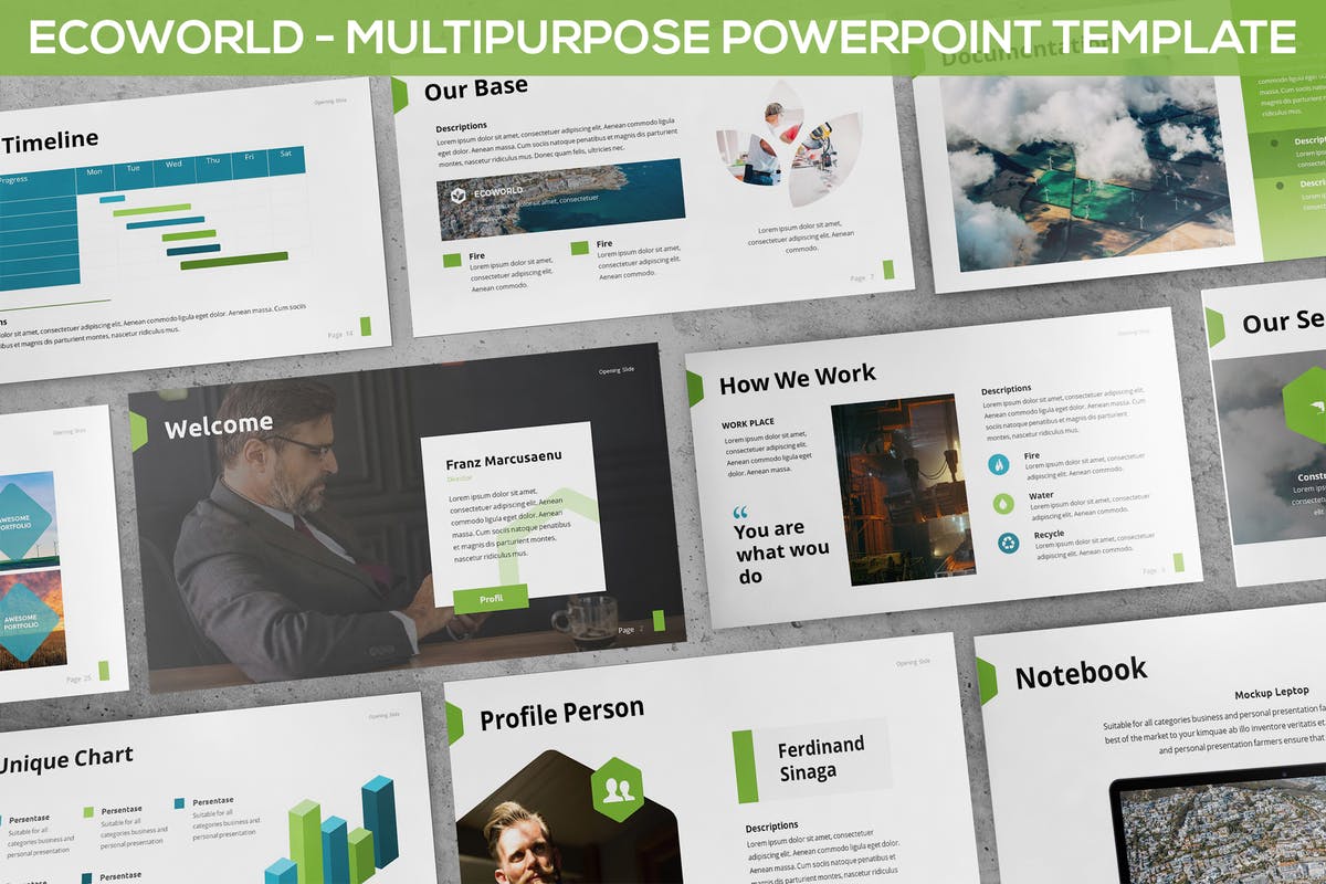 银行证券保险金融行业分析PPT幻灯片模板 Ecoworld – Multipurpose Powerpoint Template插图