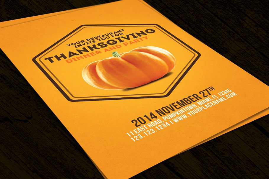 极简主义秋季感恩节传单设计模板 Minimal Thanksgiving Flyer Template插图(1)